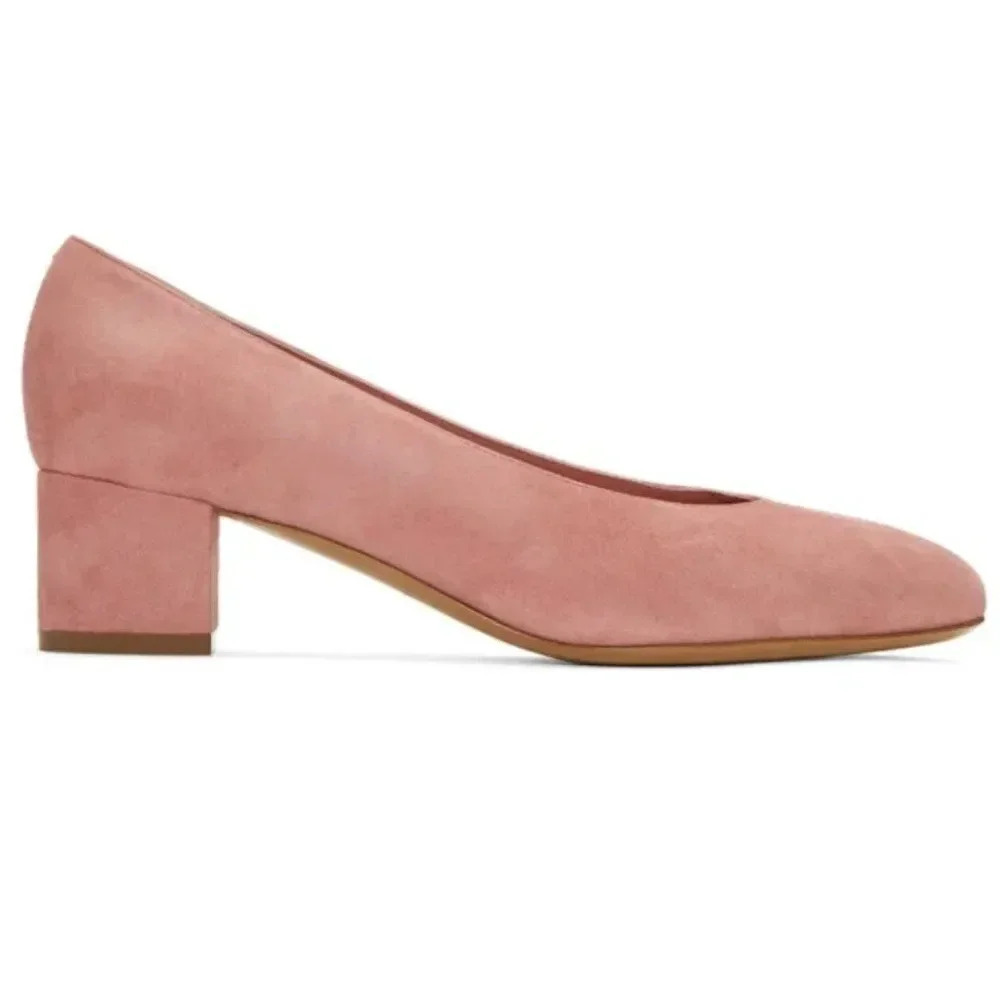 Mansur Gavriel Suede Ballerina Heels Pumps Shoes Light Pink Size 36.5 US 6.5